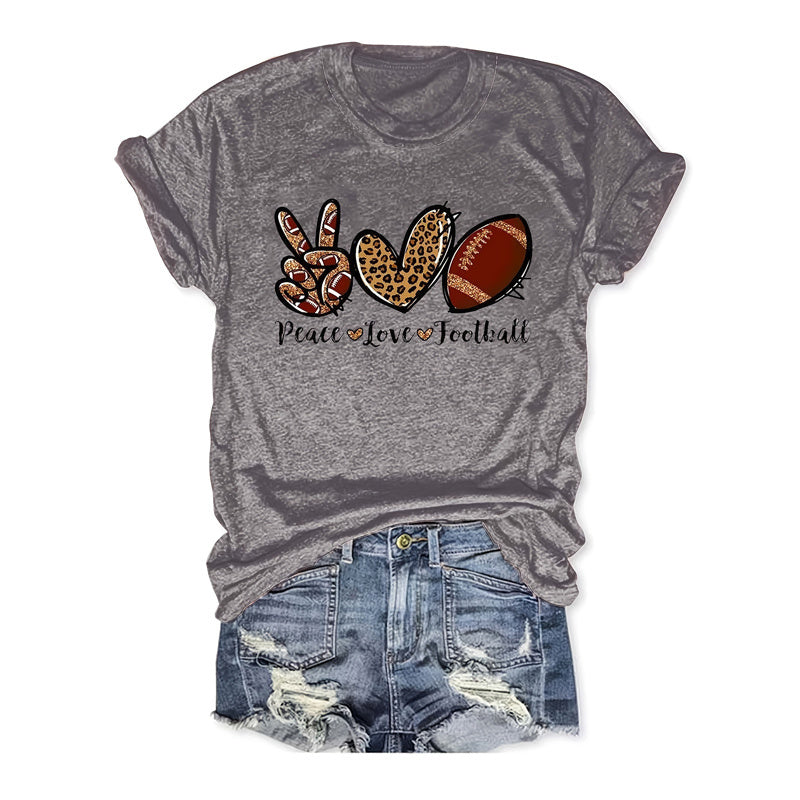 Women's Leopard Heart Football Design Tee