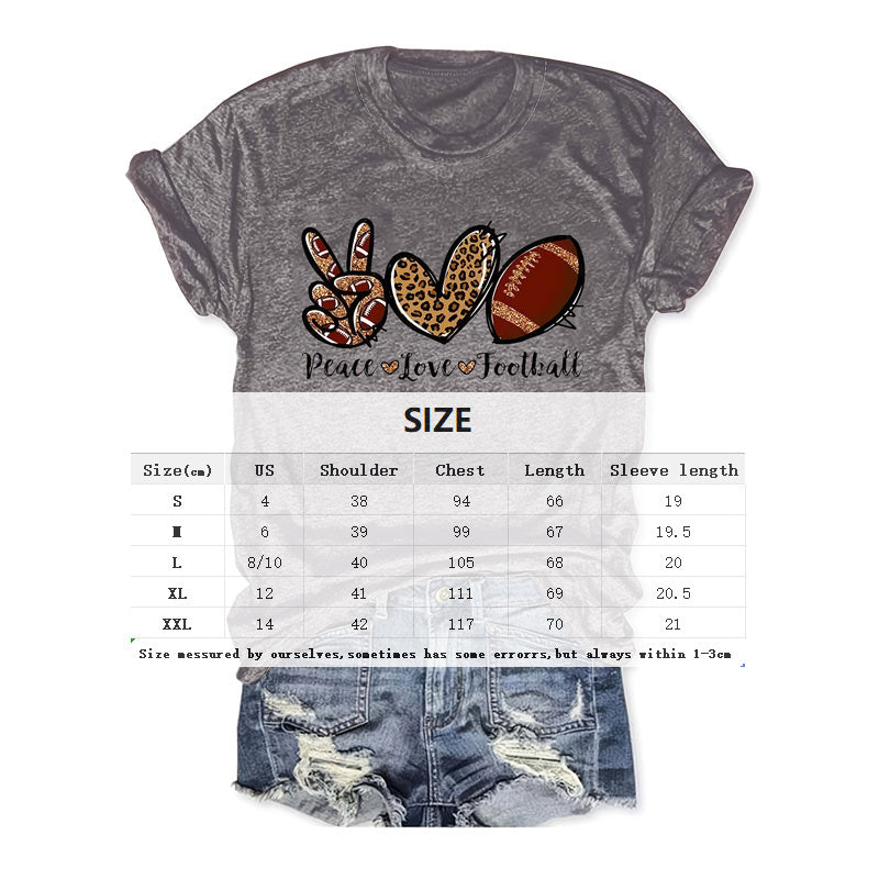 Women's Leopard Heart Football Design Tee