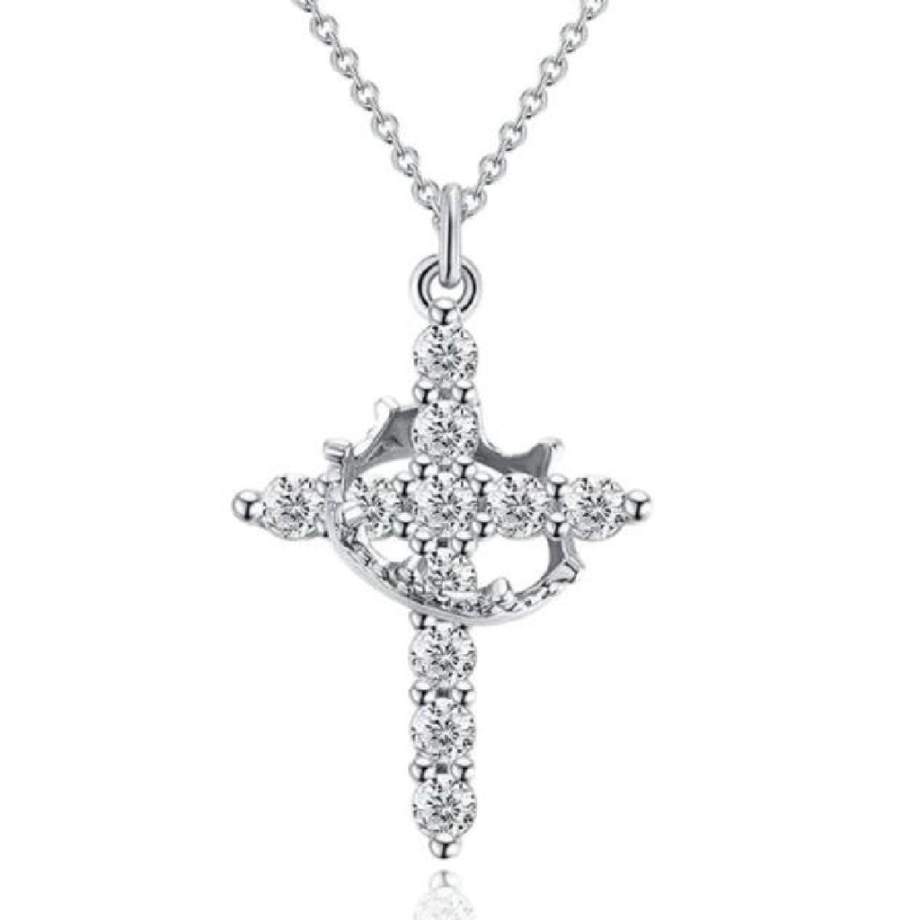 Classic Crown & Cross Pendant Choker Necklace